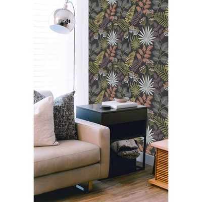 Marajo Black Botanical Peel and Stick Wallpaper