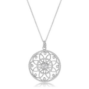 ShineHigh Floral Cut Champagne Cubic Zirconia Pendant Necklace – Rhodium-Plated Silvertone Chain with Sparkling Accents - 1 of 1
