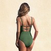 Women's Stylish Purple Plunging Neckline One-Piece Swimsuit - Cupshe - 3 of 4