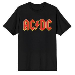 ACDC The Iconic Gold & Red Logo on Black Short Sleeve Adult T-Shirt - 1 of 3