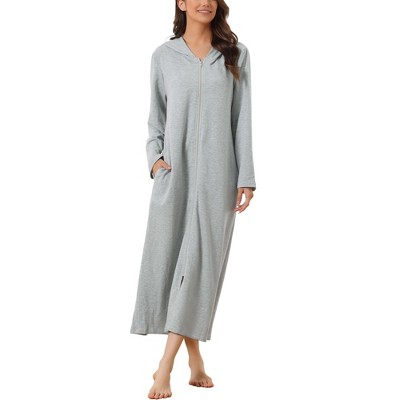 Cheibear Women's Zip Front Hooded House Dress Nightshirt Housecoat Hoodie Long  Bathrobe : Target