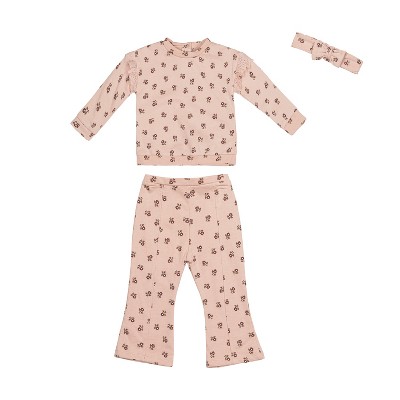 Nicole Miller Toddler Girls 3 Piece Fleece & Pants Set, Rose Dust
