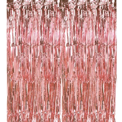 Unique Bargains Wedding Birthday Party Decoration Foil Fringe Backdrop Curtain 2 Pcs