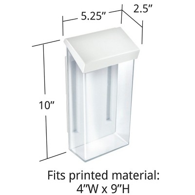 White and Clear Acrylic Outdoor Wall Mounted Literature Holder, 10" Height
