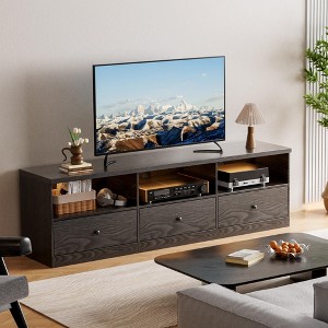 GustoWave Black TV Stand for up to 80 Inch TVs, Modern Media Console Table with 3 Drawers & 3 Open Shelves for Living Room Bedroom - 1 of 4