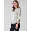 Allegra K Women's Ruffle Neck Long Sleeve Elastic Cuff Button Office Satin Blouse - 2 of 4