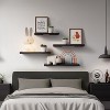 Attop Wall Mounted Floating Shelves, Wood Floating Wall Shelf for Books & Decor, Small Space-Saving Display & Organizer（Black，Set of 4） - 2 of 4