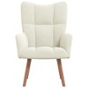 vidaXL Cream White Velvet Lounge Chair - Comfortable & Stylish Relaxing Seat with Steel Frame & Solid Rubber Wood Legs - 3 of 4