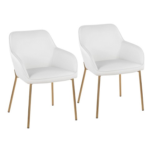 White leather dining discount chairs with gold legs