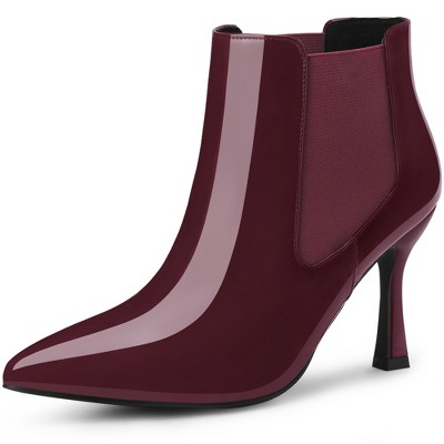 Allegra K Women's Pointed Toe Stiletto Heels Chelsea Ankle Booties