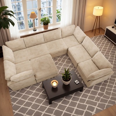 XIZZI Luxury Modular Sectional Sofa Couch, Oversized Cloud Couch for Living Room, Deep Seat Upholstered Convertible Sleeper Sofa