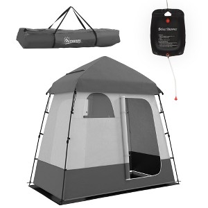 Outsunny Shower Tent, Pop Up Privacy Shelter for Camping, Dressing Changing Room w/ 2 Rooms, Shower Bag, Floor and Carrying Bag - 1 of 4
