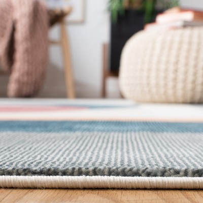 Beige and Dark Teal Abstract Square Area Rug
