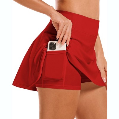 FIONECA Women's Tennis Golf Skirts High Waisted with Pockets Inner Shorts for Athletic Skorts Sports Running Pickleball