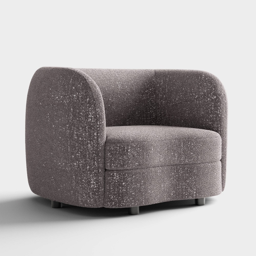 Photos - Coffee Table HOMES: Inside + Out Pinehush Boho Boucle Fabric Accent Barrel Armchair Charcoal Gray