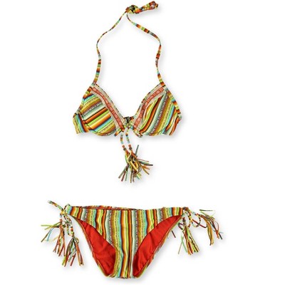 Lucky Brand Womens Santiago Beaded Side Tie 2 Piece Bikini