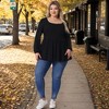 Women's Plus Size Casual Cable Knit Peplum Scoop Neck LongSleeve Trendy Blouses - Agnes Orinda - 3 of 4