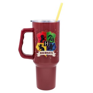 Silver Buffalo Harry Potter Hogwarts 40-Ounce Stainless Steel Tumbler With Handle - 1 of 4