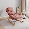 Velvet Fabric Light Luxury Single Rocking Sofa Chair with Ergonomic Design, Detachable & Washable Cushion, and Natural Wood Base - 2 of 4