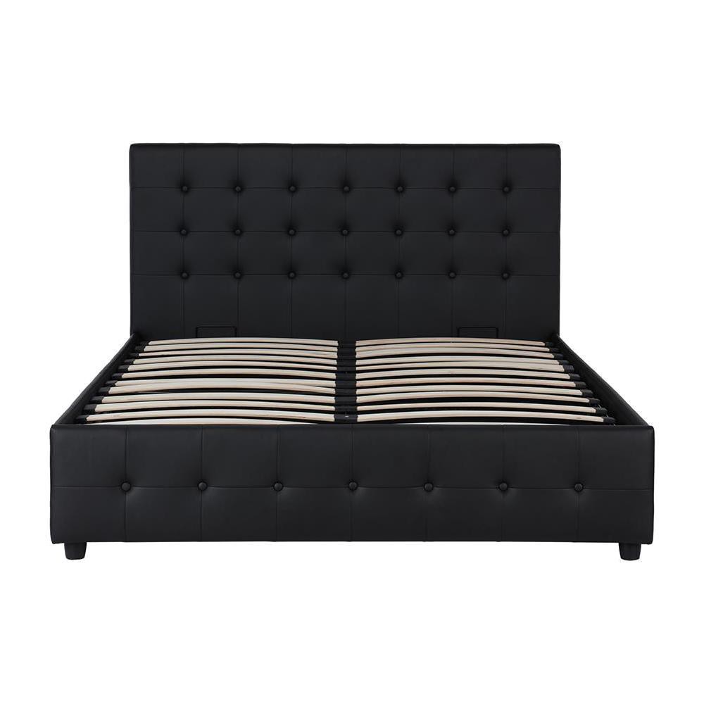 UPC 029986407153 DHP Cambridge Upholstered Bed with Storage, Black Faux Leather, Queen