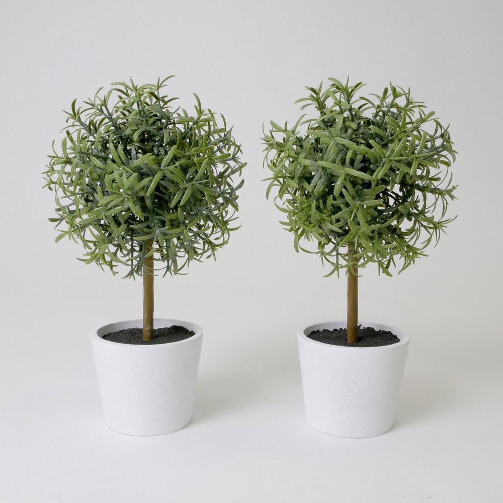 2ct Faux Topiary Rosemary Plant with White Pot - Bullseye's Playground