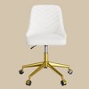 VECELO Velvet Accent Chair Ergonomic Swivel Office Desk Chair Vanity Chair with Golden Base & Adjustable Height Pink/White - 4 of 4
