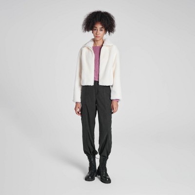Wild Fable Women's Zip-Front Faux Fur Jacket - Wild Fable™ Cream M — фото 3
