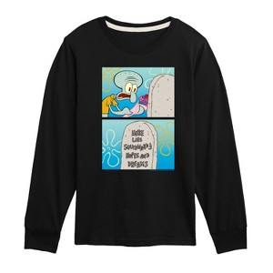 Boys' - SpongeBob SquarePants - Squidward Hopes And Dreams Long Sleeve Graphic T-Shirt - 1 of 4
