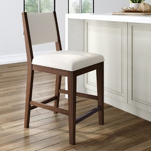 Plank+Beam 24" Counter Height Chair, Wood Modern Kitchen Stool with Cushion - 1 of 4