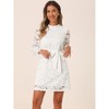 Allegra K Women's Elegant Ruffle Crew Neck Formal Elegant Mini Floral Lace Dress - 2 of 4