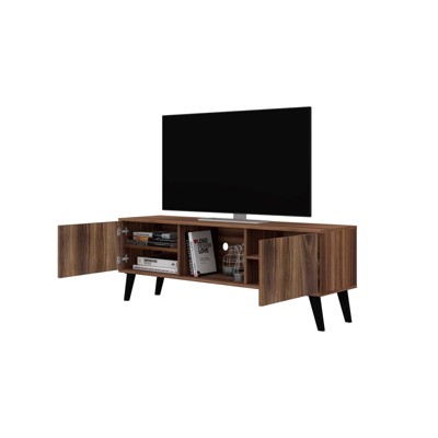 Nut Brown 63" Media Console with Concealed Storage and Open Shelf