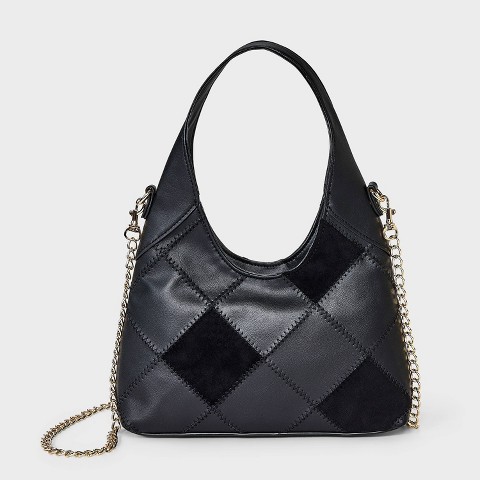 Universal Thread Square Patchwork Mini Slouchy Chain Handbag - Universal Thread™ Black