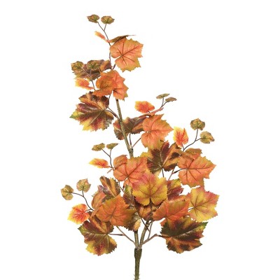 Artificial Autumn Grape Leaf Hanging Bush (30") Red/Brown - Vickerman