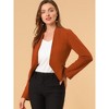 INSPIRE CHIC Women's Collarless Work Office Long Sleeve Cropped Blazers - 2 of 4