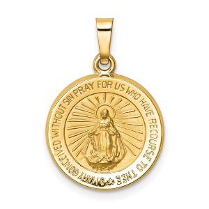 Black Bow Jewelry 14k Yellow Gold Hollow Round Miraculous Medal Pendant, 15mm (9/16 In) - 1 of 4