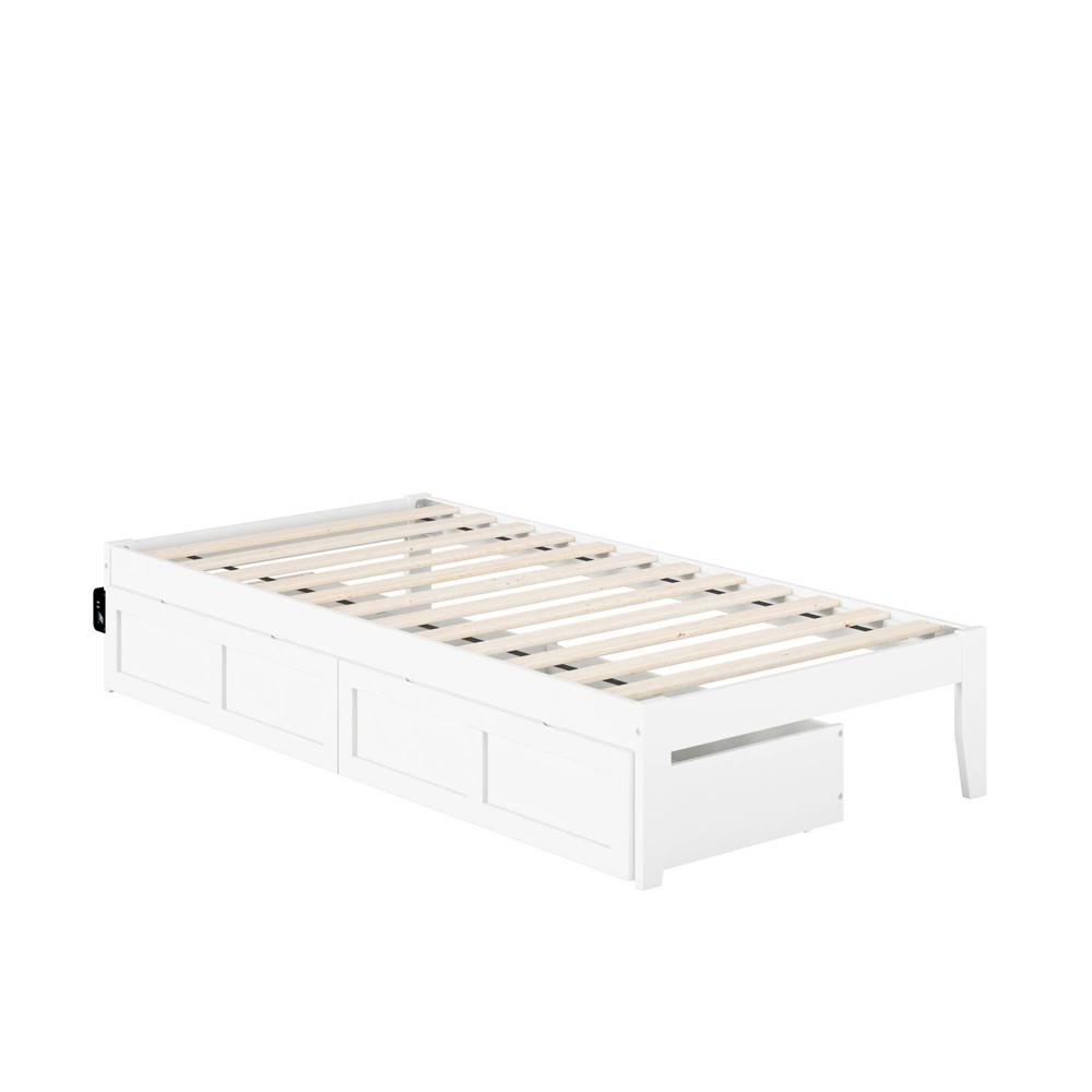Photos - Bed Frame AFI Twin Colorado Bed with USB Turbo Charger and 2 Drawers White  