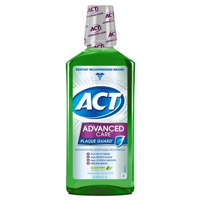 ACT Advanced Care Plaque Guard Clean Mint Mouthwash - 33.8 oz