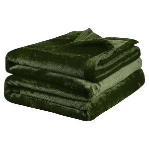 PiccoCasa Solid Print Microfiber Lightweight Flannel Fleece Soft Bed Blanket - 1 of 4