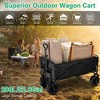 LakeForest "200L Collapsible Folding Wagon Cart, 440lbs Capacity, All-Terrain Wheels, Drink Holders, Adjustable Handle" Black - 2 of 4