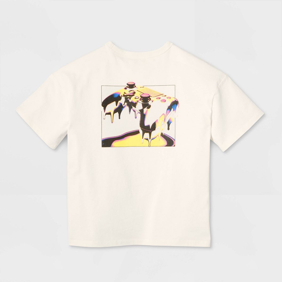 Boys' Short Sleeve 100% Cotton Gamer Oversized Graphic T-Shirt - Cat & Jack™ Cream - thumbnail 3