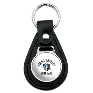 Johns Hopkins University Blue Jays Logo Black Leather Keychain - 1 of 4