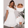 INSPIRE CHIC Women's Summer Square Neck Short Puff Sleeve Elastic Waist Casual A-Line Midi Eyelet Dress - 2 of 4
