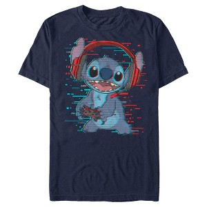 Men's Lilo & Stitch Red and Blue Gamer T-Shirt - 1 of 4