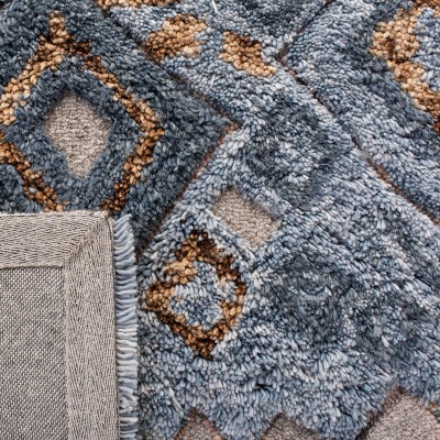 Grey and Gold Hand-Tufted Wool Moroccan Shag Rug, 4' x 6'