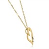 Pompeii3 Diamond & Blue Sapphire Heart Pendant 3-Stone Yellow Gold with 18" Chain - 2 of 4