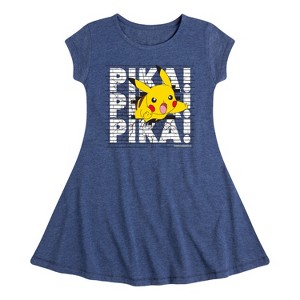 Girls' - Pokémon - Pika Wall Fit & Flair Cap Sleeve Dress - 1 of 3