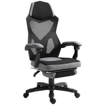 Vinsetto Ergonomic Home Office Chair High Back Armchair Computer Desk Recliner with Footrest, Mesh Back, Lumbar Support and Wheels