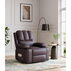 Recliner Chair, PU Leather Reading Recliner with Heat & Massage, Soft Lazy Boy Recliner Chair with 2 Cup Holders for Living Room, Bedrooms Nurseries - 1 of 4