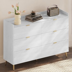 6 Drawer Dresser for Bedroom, 55" Modern Chest of Drawers with Metal Handles, Dresser Storage Cabinet for Closet Living Room Hallway Bedroom - 1 of 4