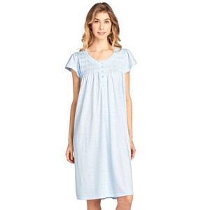 Casual Nights Women's Short Sleeve Floral And Lace Nightgown - 1 of 4